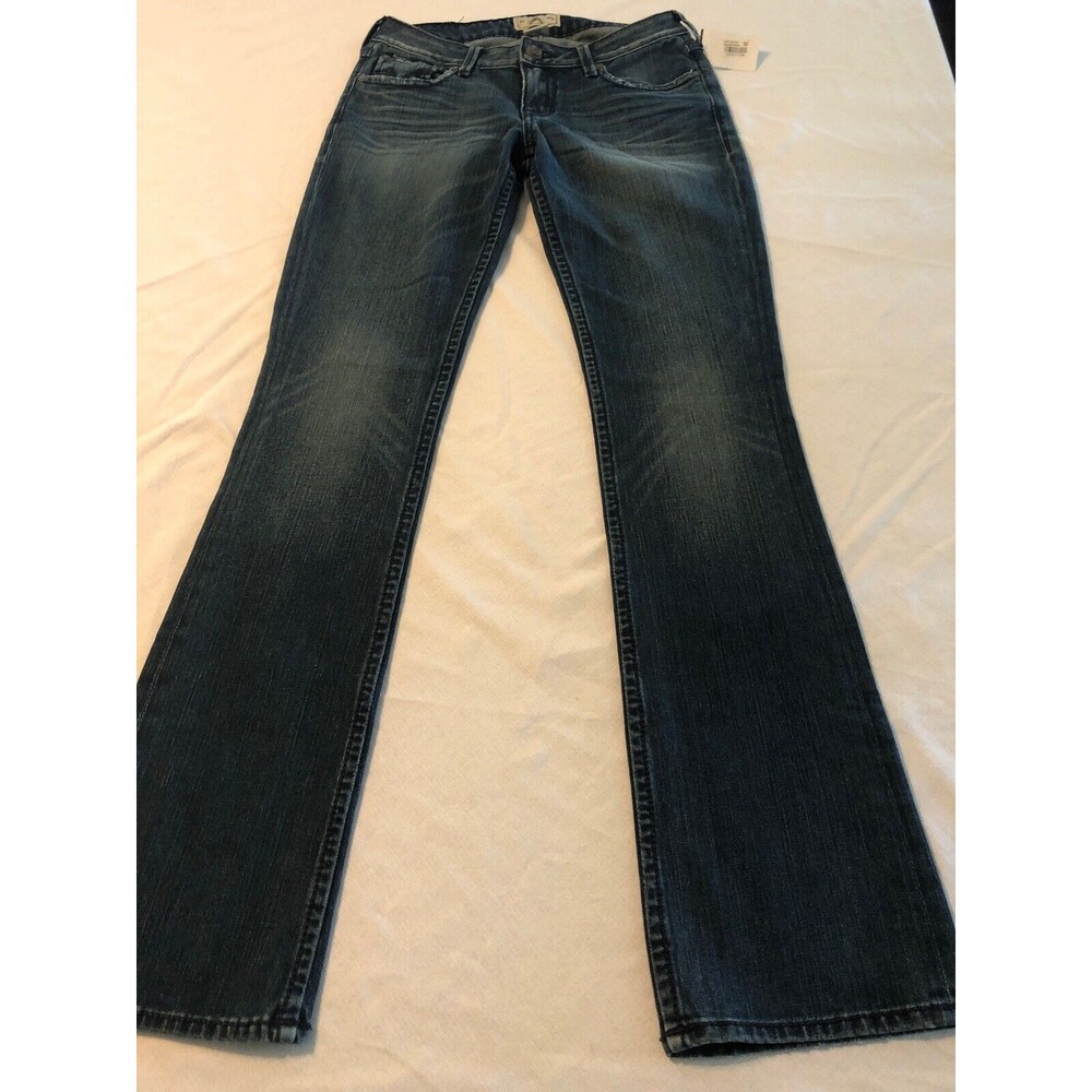 PRVCY Women's Jeans Flap Pocket Blue Slim Boot Cut Stretch Size 28 X 34 NWT